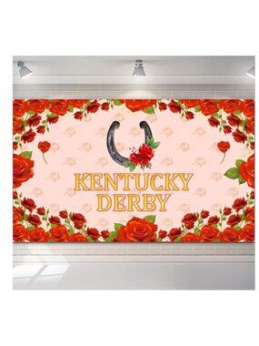 Kentucky Derby Photo Backdrop Large 71" x 43" Derby Day Banner Horse Race Party